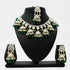 Gold Plated Kundan with Mirror Stone Half Jhumki design Necklace set with Tikka 9449N