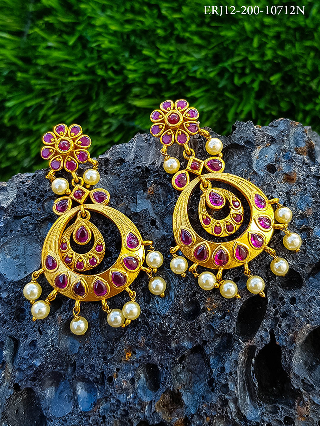 Gold Plated Long Jumkis / Earrings / Hangings with AD Stones 10712N