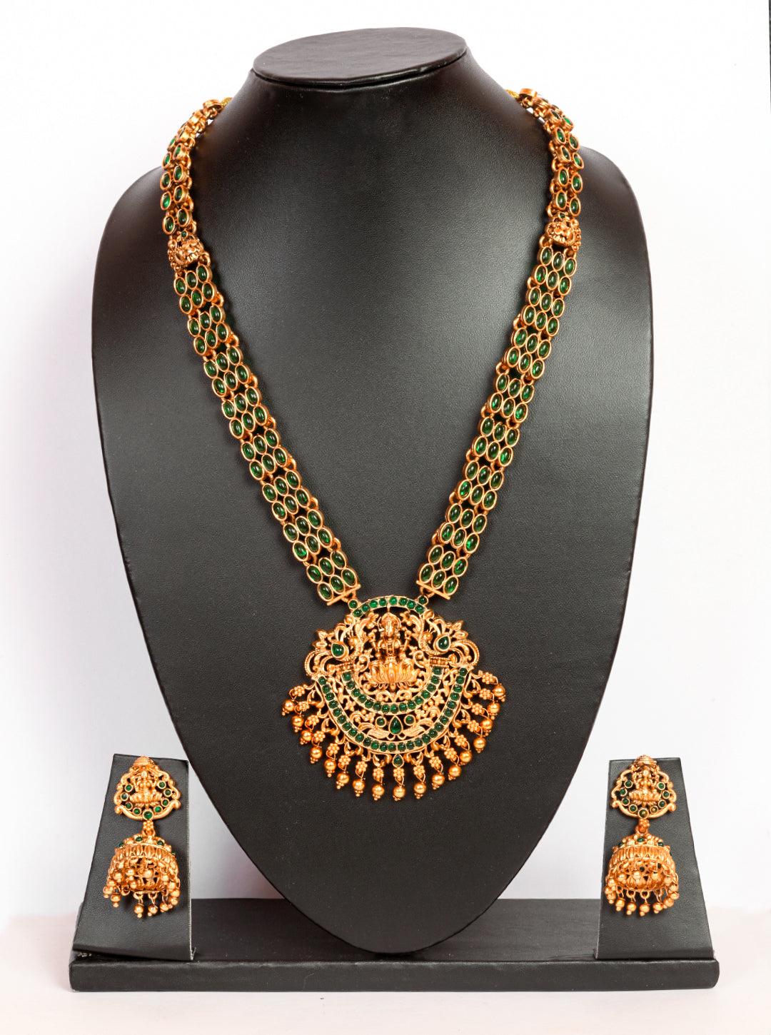 Gold Plated Long Necklace Set with diff Colours 8997N