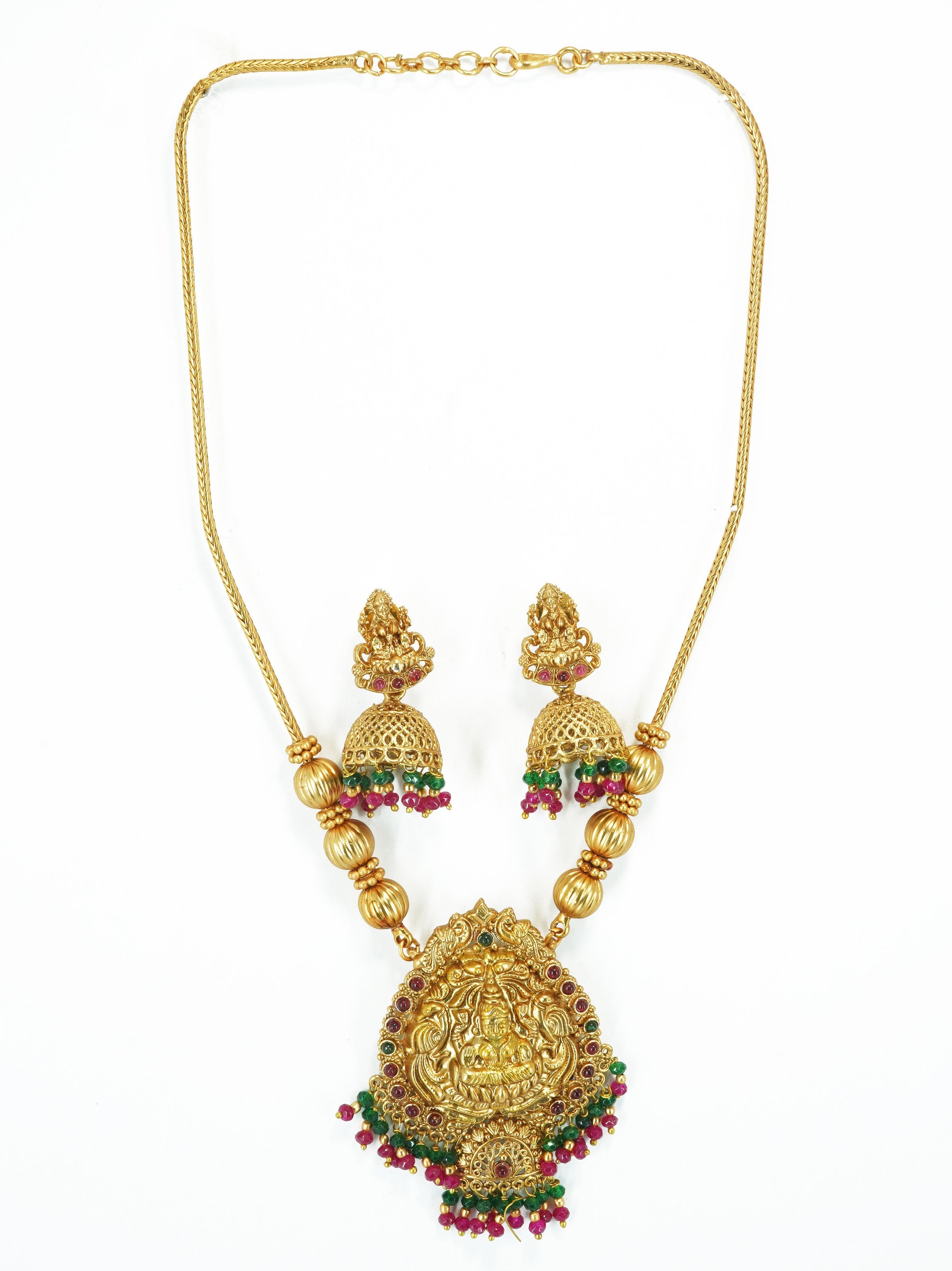 Gold Plated Medium Length Classic Laxmi Necklace set 10407N