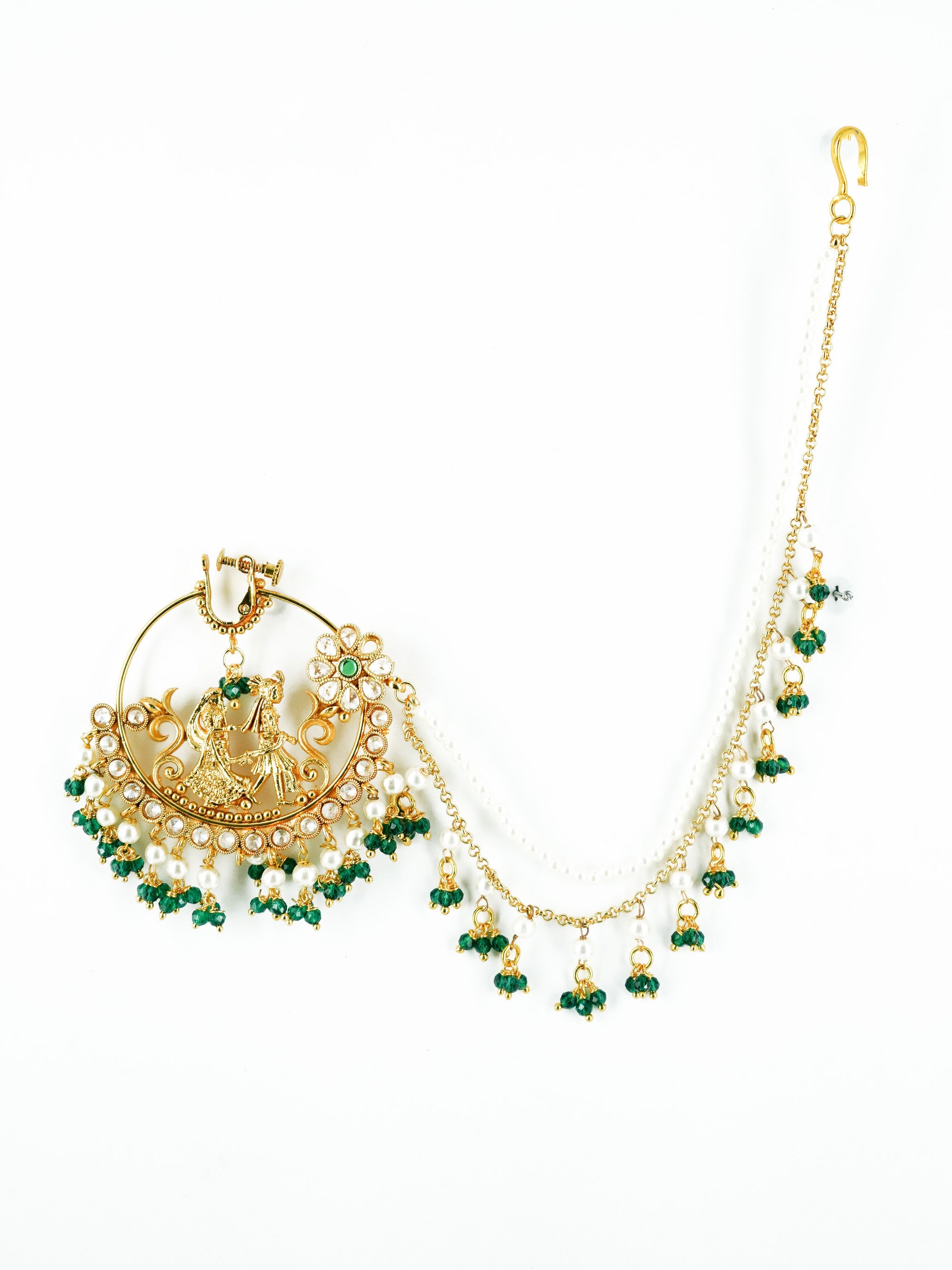 Gold Plated Nosepin / Nath with pearl hanging 9685N