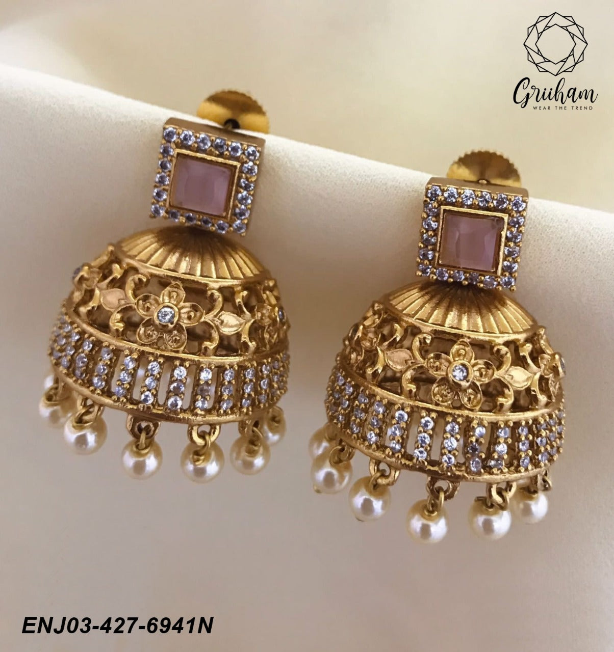 Gold Plated Premium quality AD Jhumki/Earrings 6943N