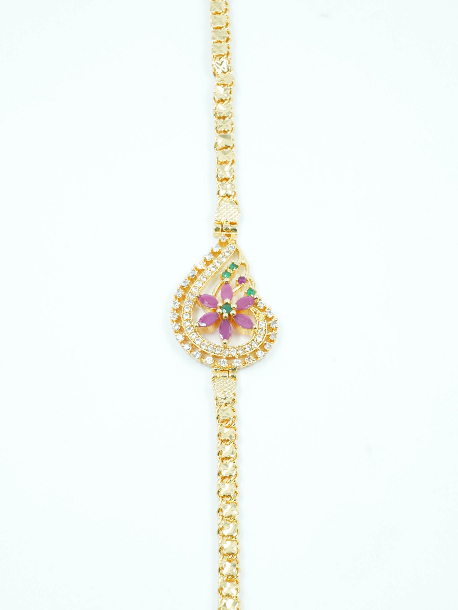 Gold Plated Real Gold Finish CZ Studded Mopu Chain 12020N