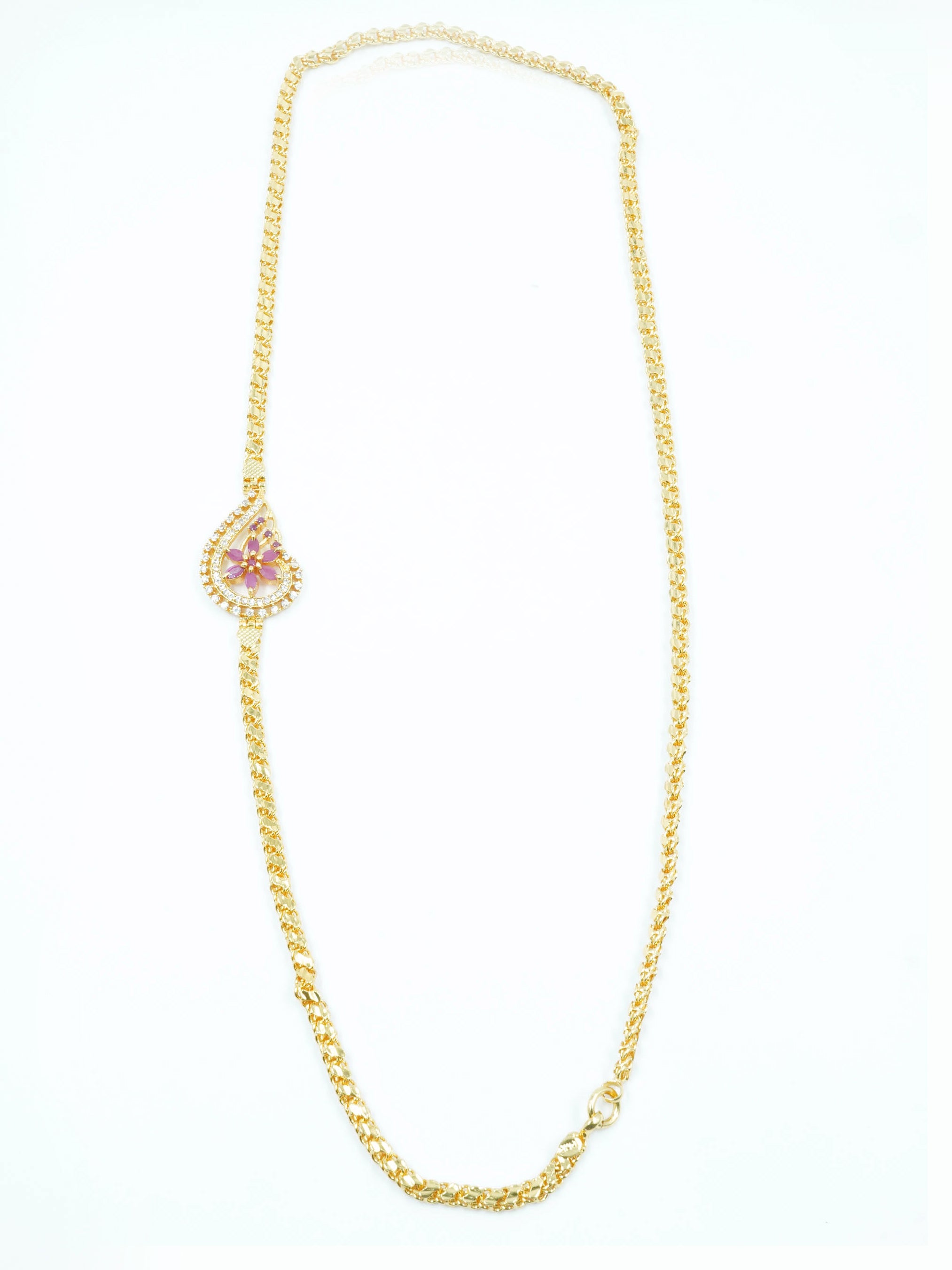 Gold Plated Real Gold Finish CZ Studded Mopu Chain 12021N