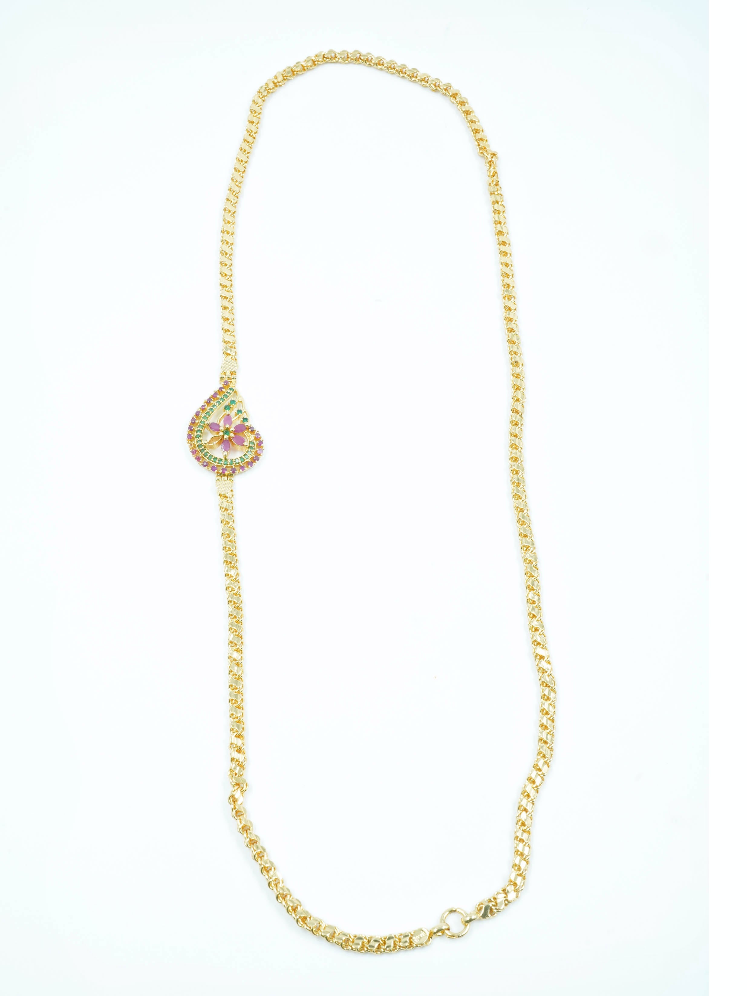 Gold Plated Real Gold Finish CZ Studded Mopu Chain 12022N