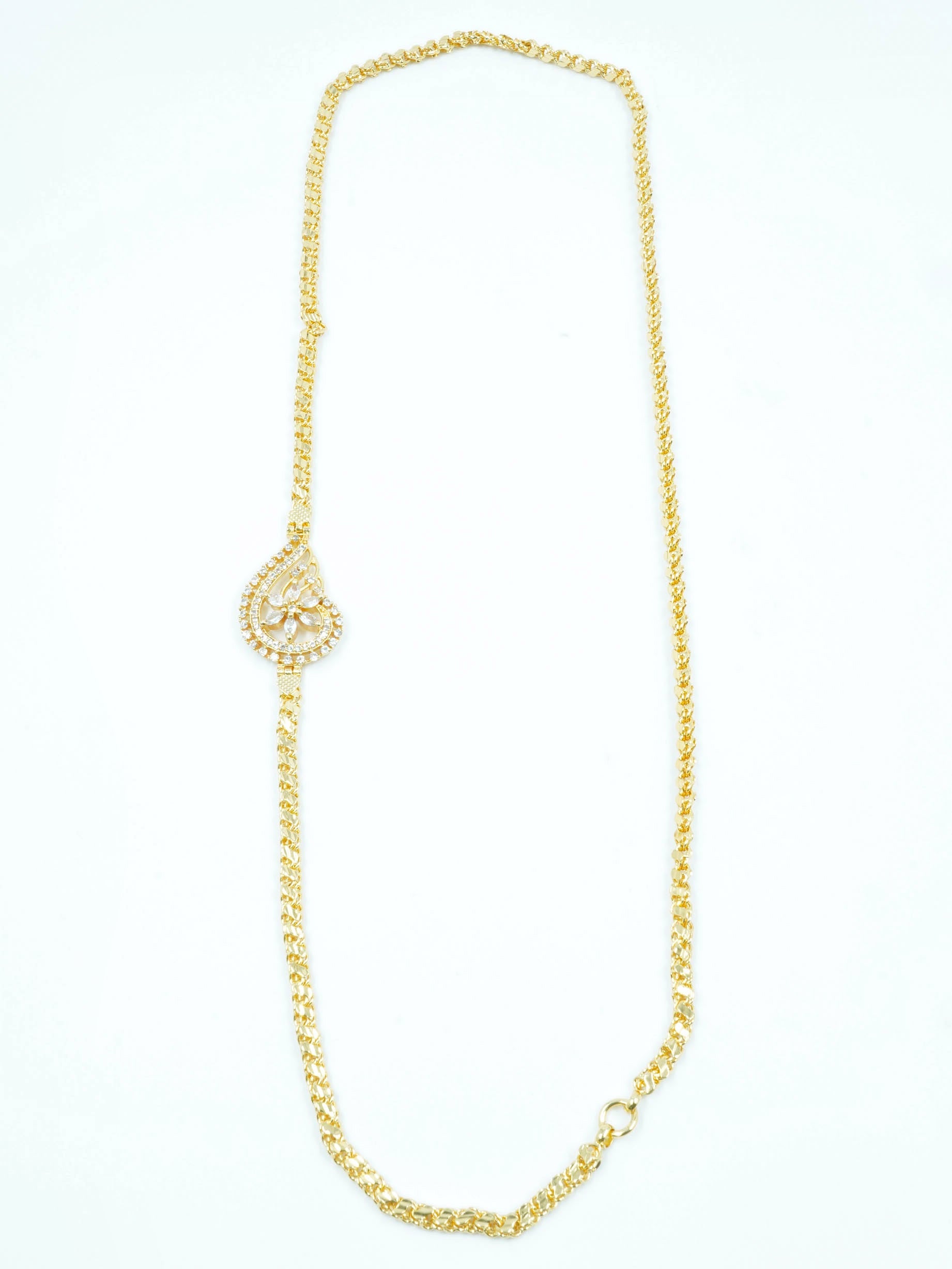 Gold Plated Real Gold Finish CZ Studded Mopu Chain 12023N