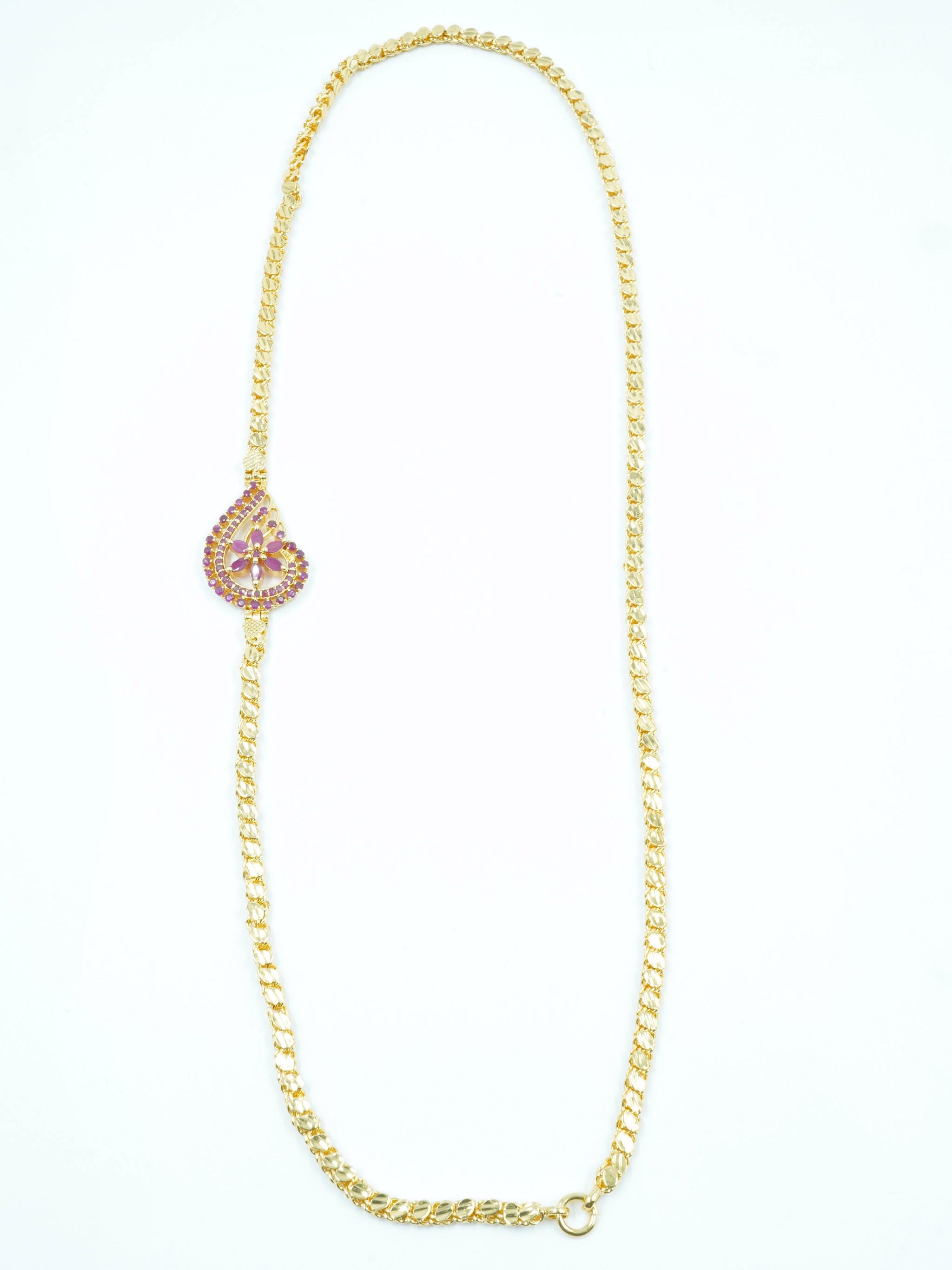 Gold Plated Real Gold Finish CZ Studded Mopu Chain 12024N