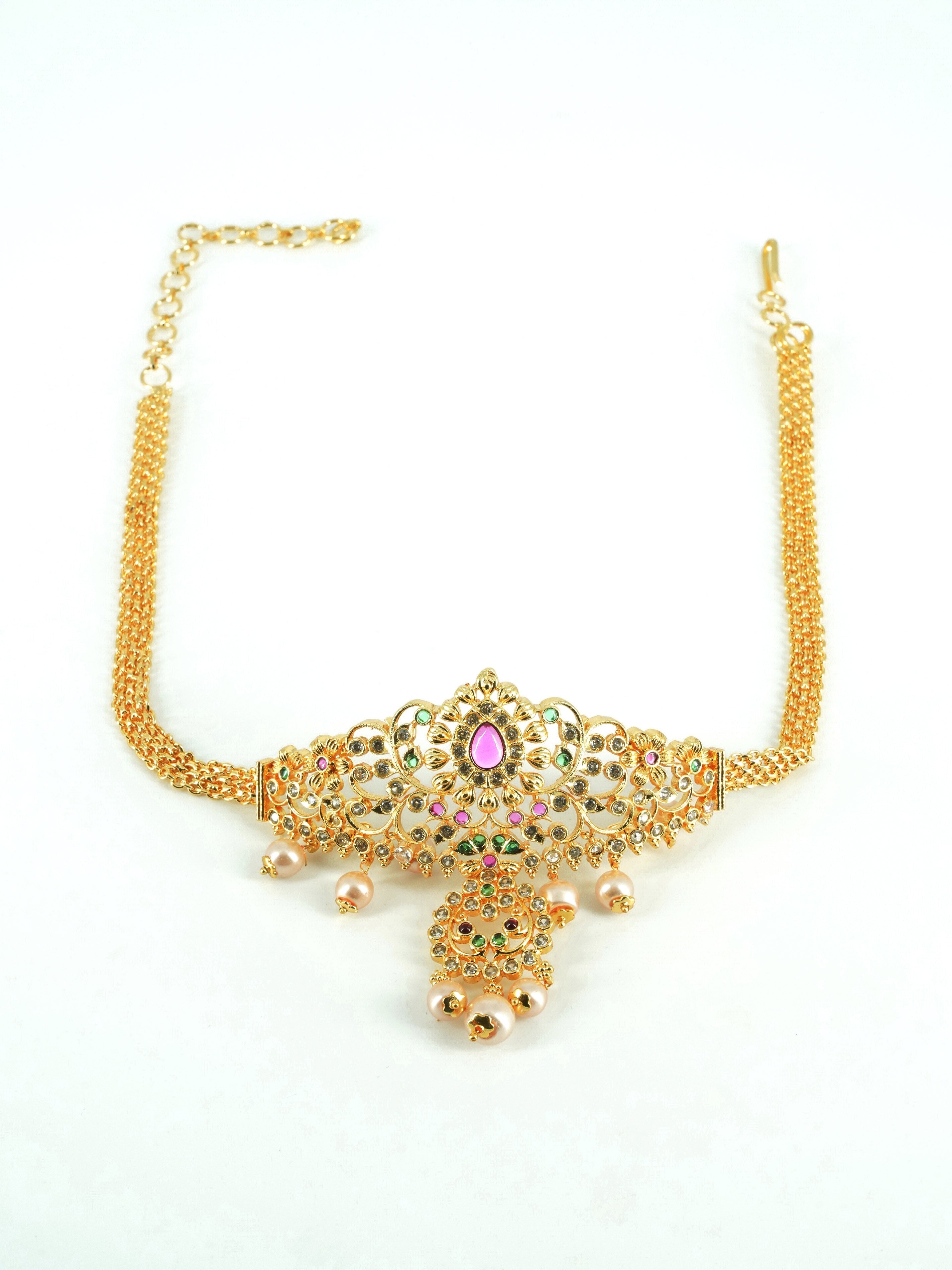 Gold Plated Sayara Collection Choker Set with best quality CZ stones 8846N
