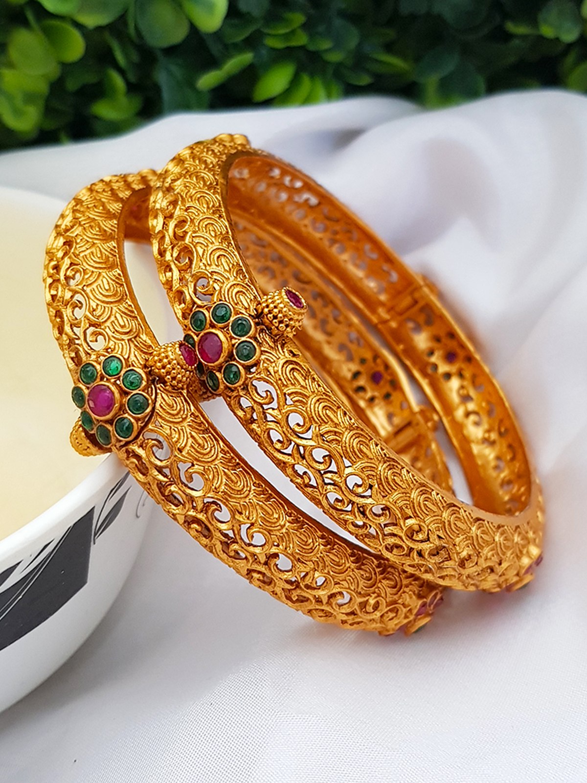 Gold-Plated-Set-of-2-Bangles-with-AD-stones-918C
