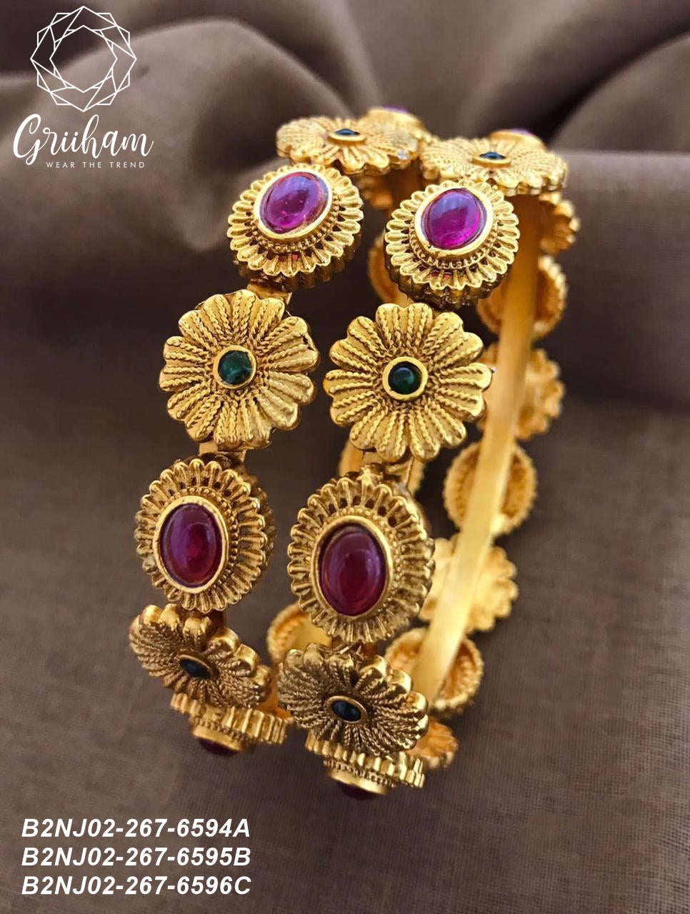 Gold Plated Set of 2 Broad Bangles 6594A