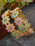 Gold Plated Set of 2 designer Bangles with Mint Green and Mint Pink Color  9321B