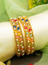Gold Plated Set of 2 designer Bangles with Multicolor stones and pearl 8108A