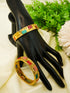 Gold Plated Set of 2 designer Bangles with colored stones 10266A