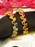 Gold Plated Set of 2 designer Bangles with colored stones 10311A