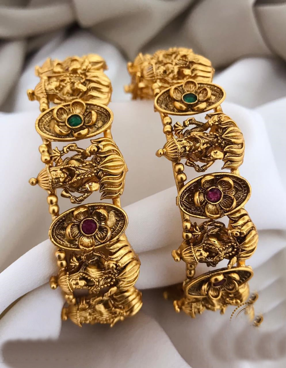 Gold Plated Set of 2 designer Bangles with multicolor stones 11140C