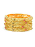 Gold Plated Set of 4 designer Bangles with colored stones 10308A