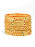 Gold Plated Set of 6 designer Bangles with colored stones 10196B