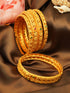 Gold Plated Set of 6 designer Bangles with colored stones 10207A