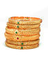 Gold Plated Set of 6 designer Bangles with colored stones 10240A