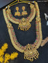 Gold Plated Temple Necklace Set with kempu stone 12594N