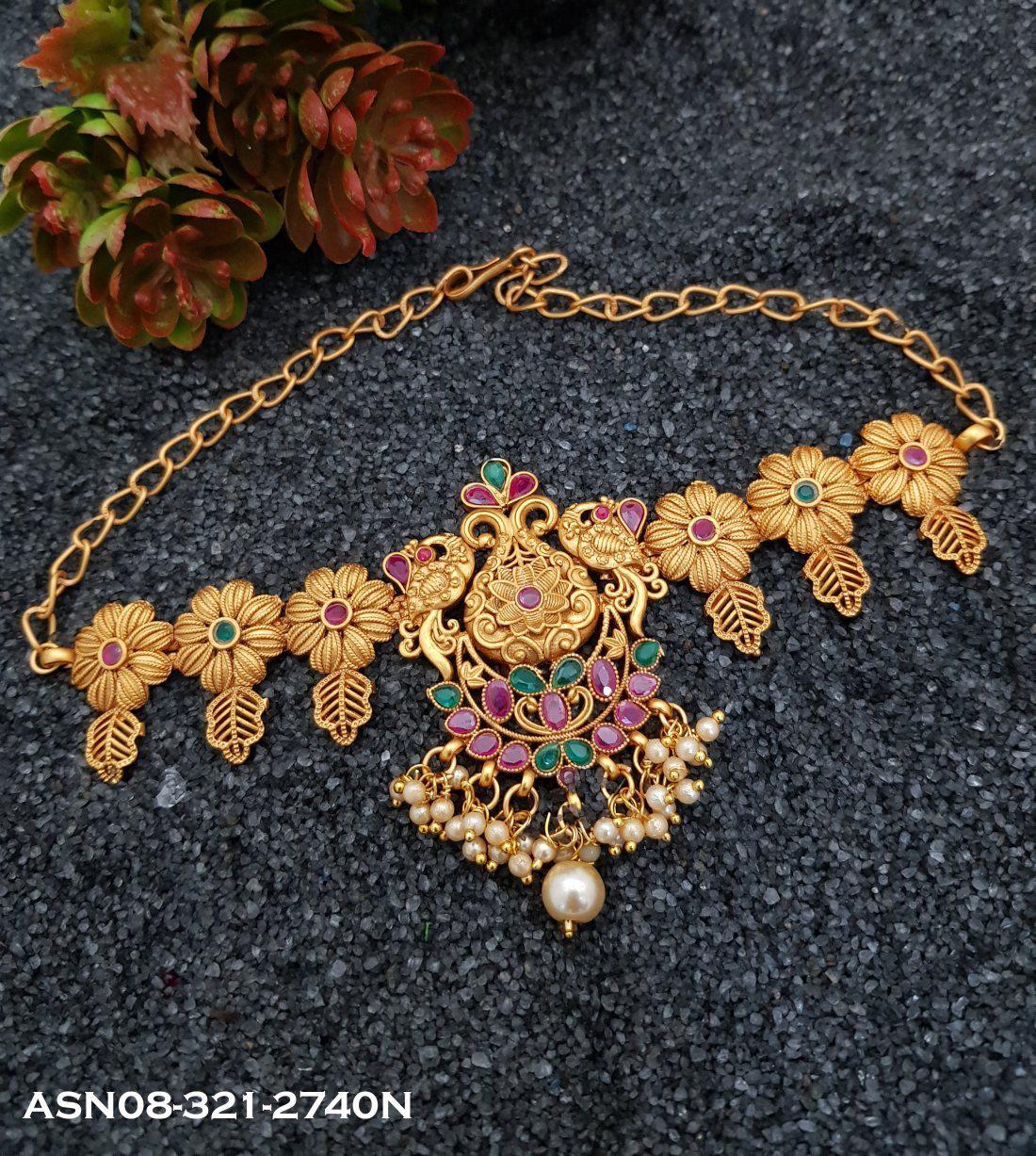 Gold Plated Traditional Kemp Stone studded Floral design Bridal wear Vanki Arm Band ( pack of 1) 2740N