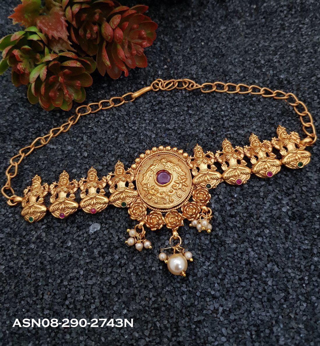 Gold Plated Traditional Kemp Stone studded Laxmi design Bridal Vanki Armwear Band( pack of 1) 2743N