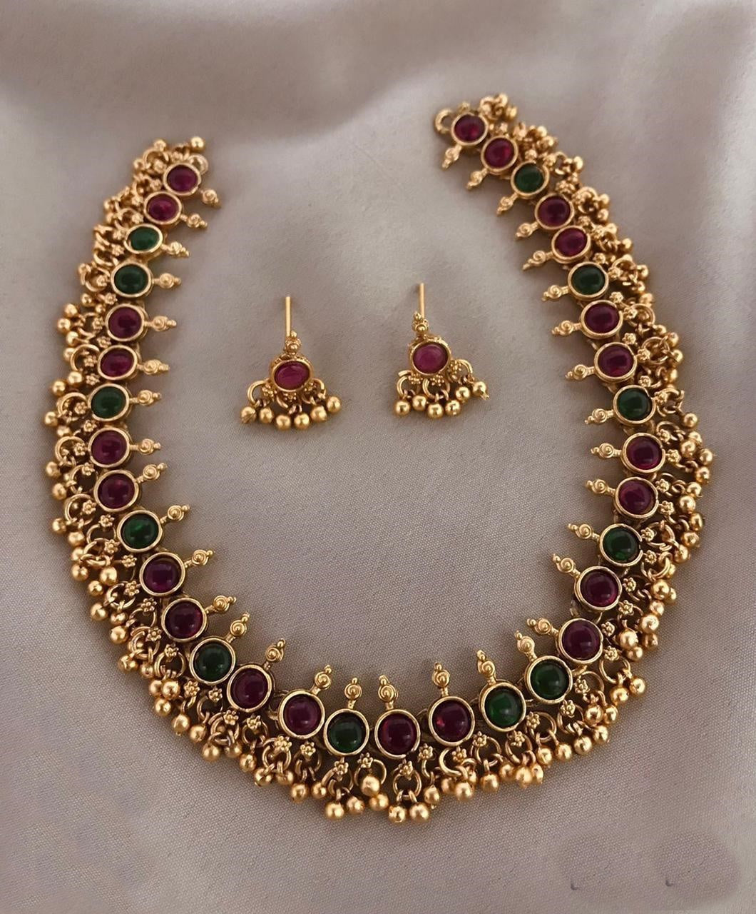 Gold Plated colored stone Necklace set 9383N