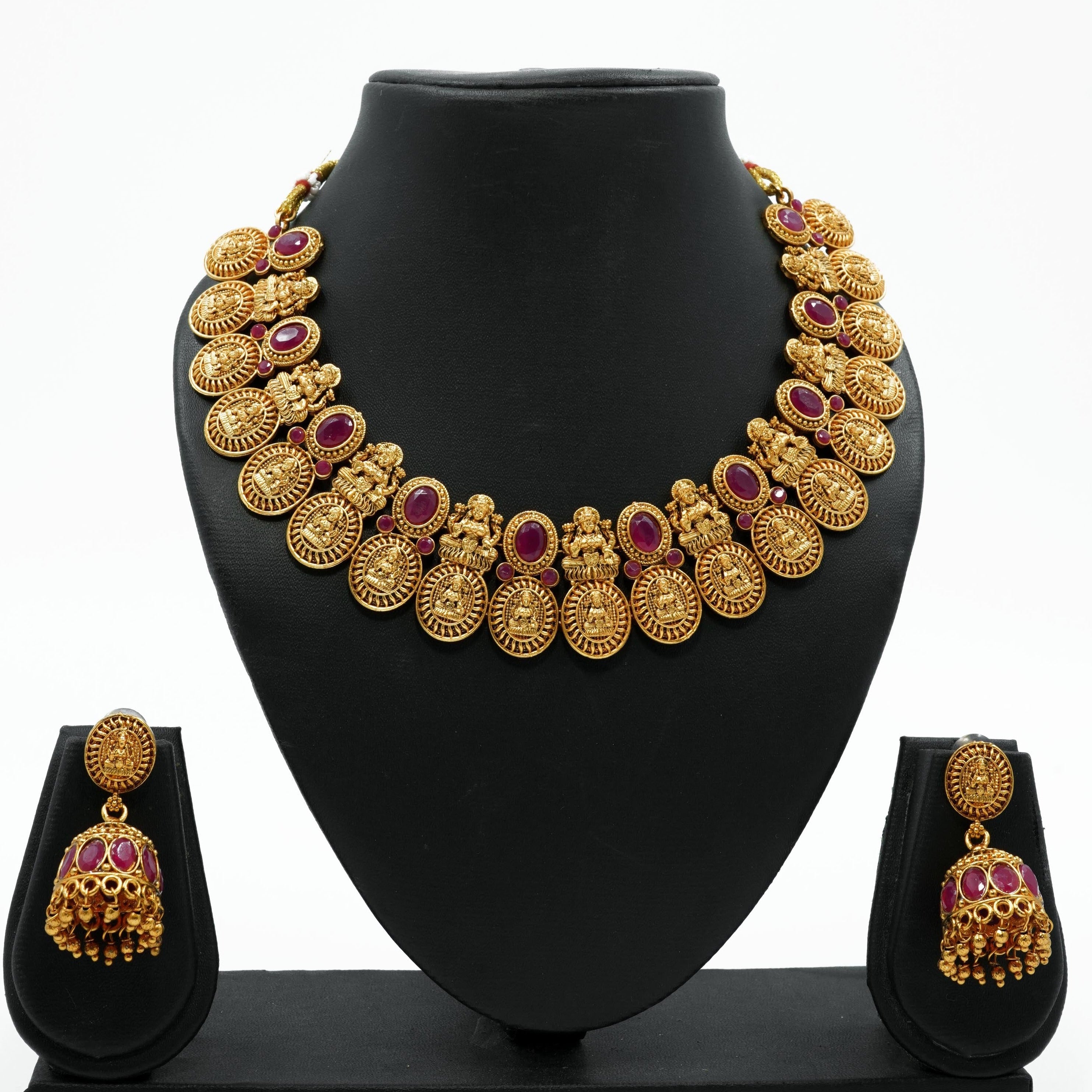 Gold Plated colored stone Necklace set 9490N