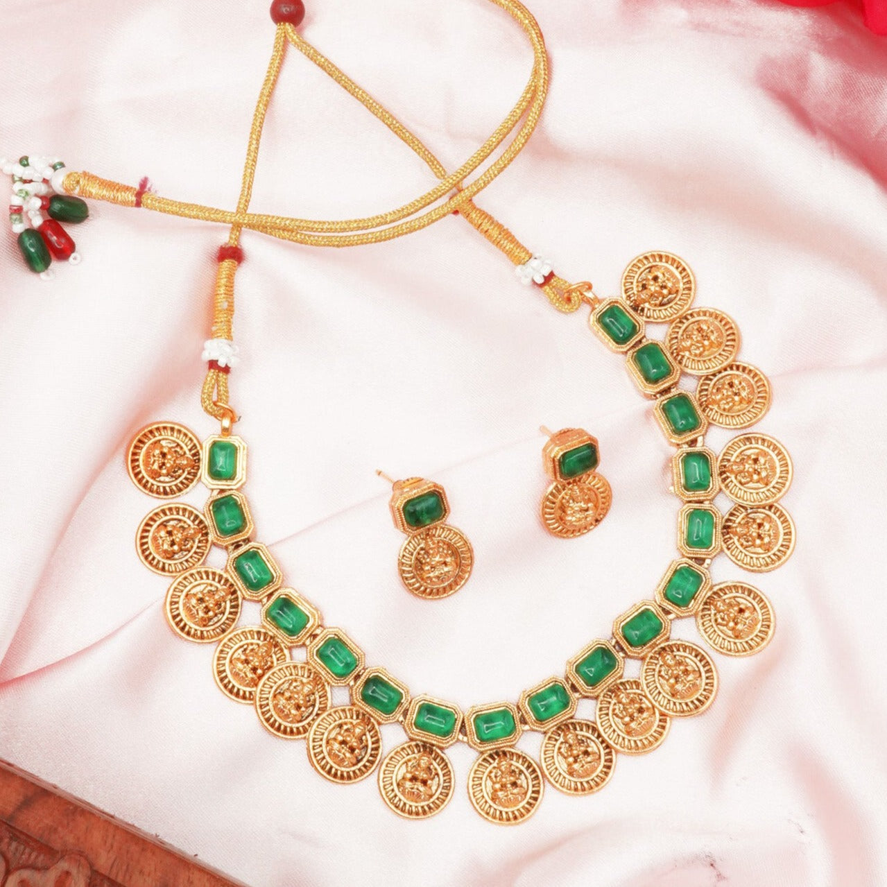 Gold Plated colored stone Necklace set 9494N
