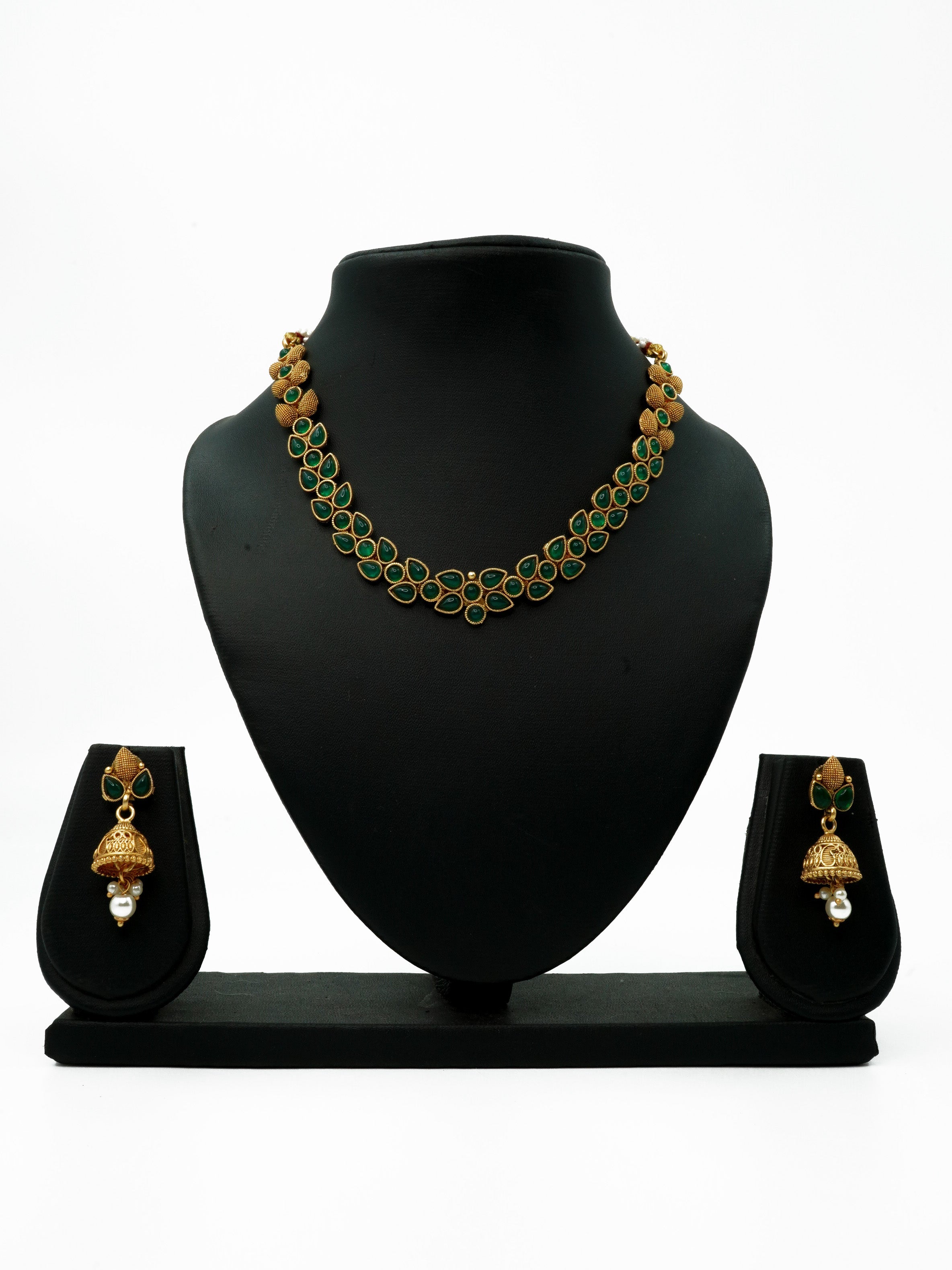 Gold Plated colored stone Necklace set 9496N