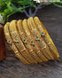 Gold Plated great finish Two Broad 4 thin Set of 6 bangles 8799A