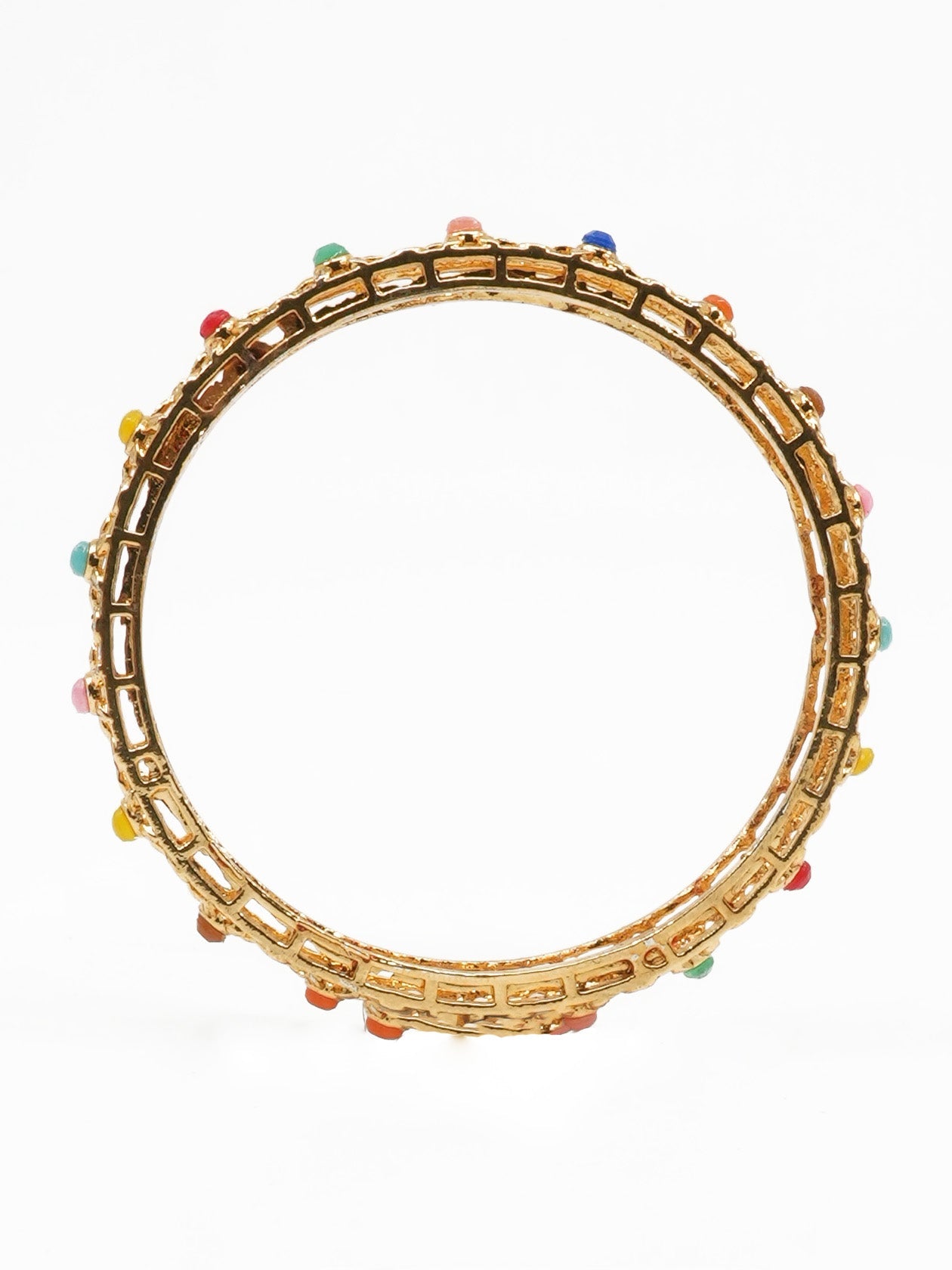 Gold Plated with Multii colour Stones Set of 4 bangles 11534A