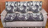 Griiham Anti-Skid Jacquard Sofa Cover Royal Peacock Design Wine and Black Colour - (3+1+1) AT06