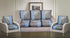 Griiham Cotton and Polyester Floral Premium Contemporary Leaves Design Sofa Cover for 5 Seater Sofa - (3+1+1) AT16 (Blue, Standard) BLUAT16380