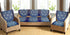 Griiham Geometric Coffee Blue Sofa Cover for 5 Seater Sofa - (3+1+1) 90% Cotton 10% Polyster AT18