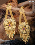 Griiham Gold finish flower hangings stone ruby green Earrings EUN05-352-2483N