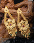 Griiham Gold finish flower hangings stone ruby green Earrings EUN05-352-2486N