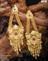 Griiham Gold finish flower hangings stone ruby green Earrings EUN05-352-2487N
