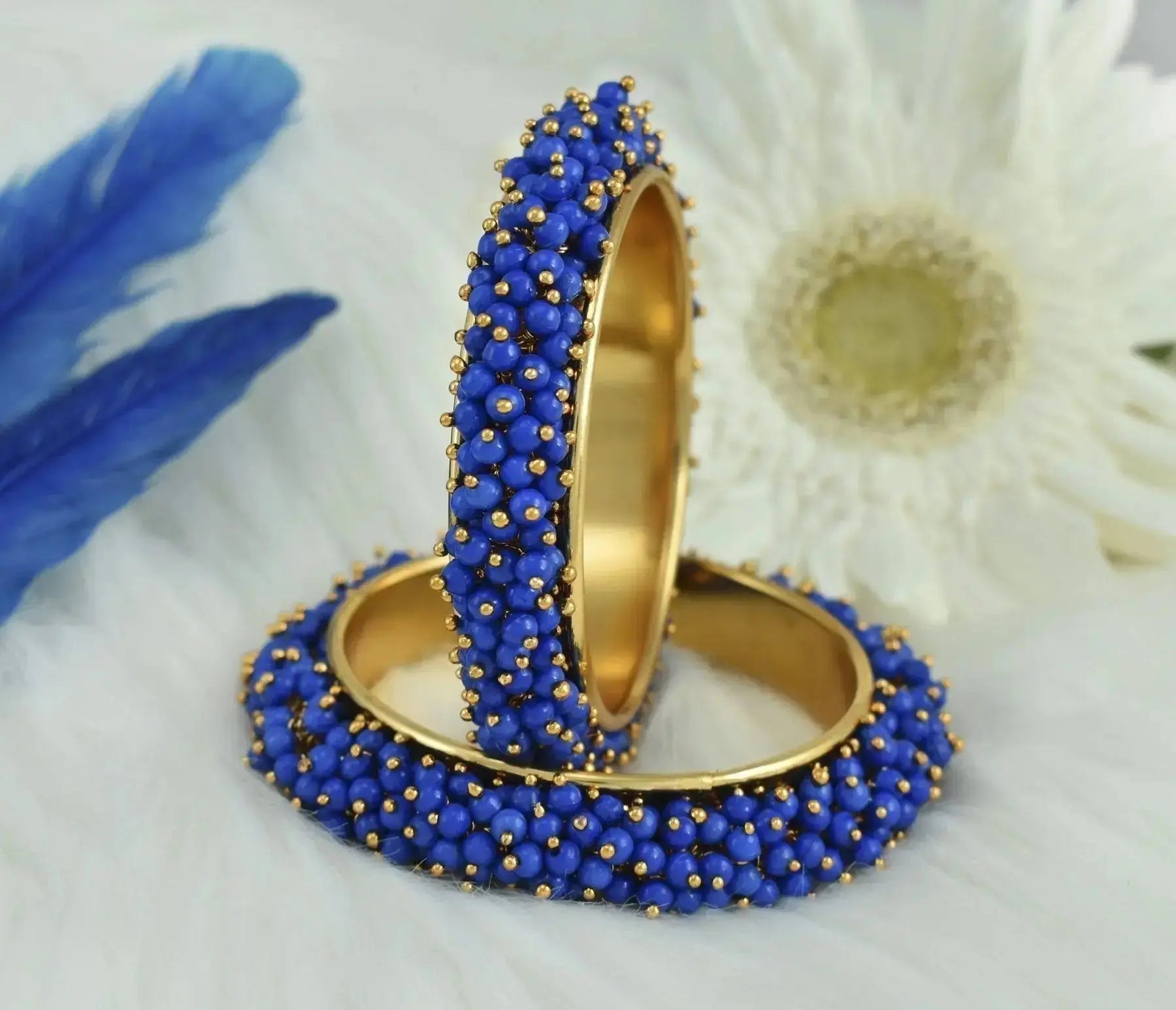 Griiham Spring Collection Bangles Navy Blue Beads handpressed and handmade Set of 2 bangles