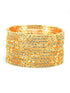 Guaranteed Gold Plated Bangles Set of 12 bangles with white cz stones 10323A