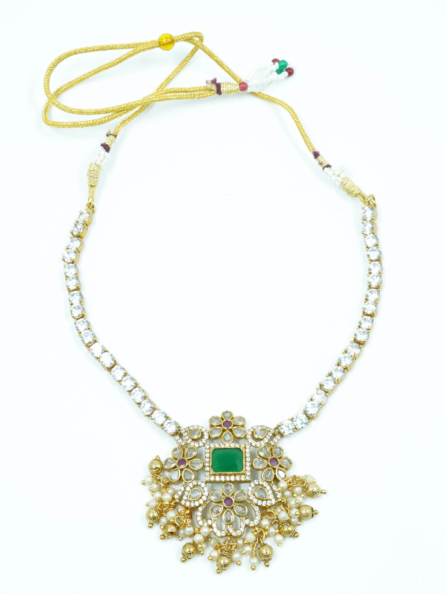 High Premium antique Gold plated designer Necklace with polki stone 12099N