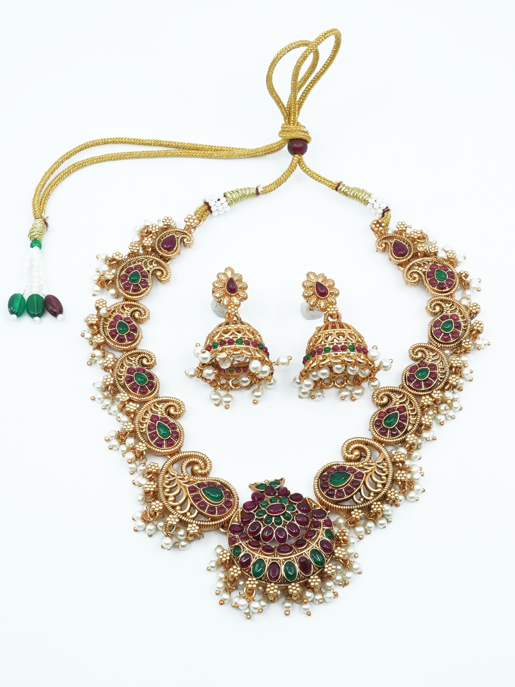 Kasu Gold plated design designer Necklace with pearls antique Necklace 11563N