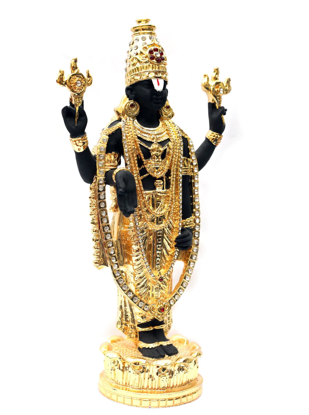 Large size Balaji Gold Plated Marble idol with stones 32cm Height