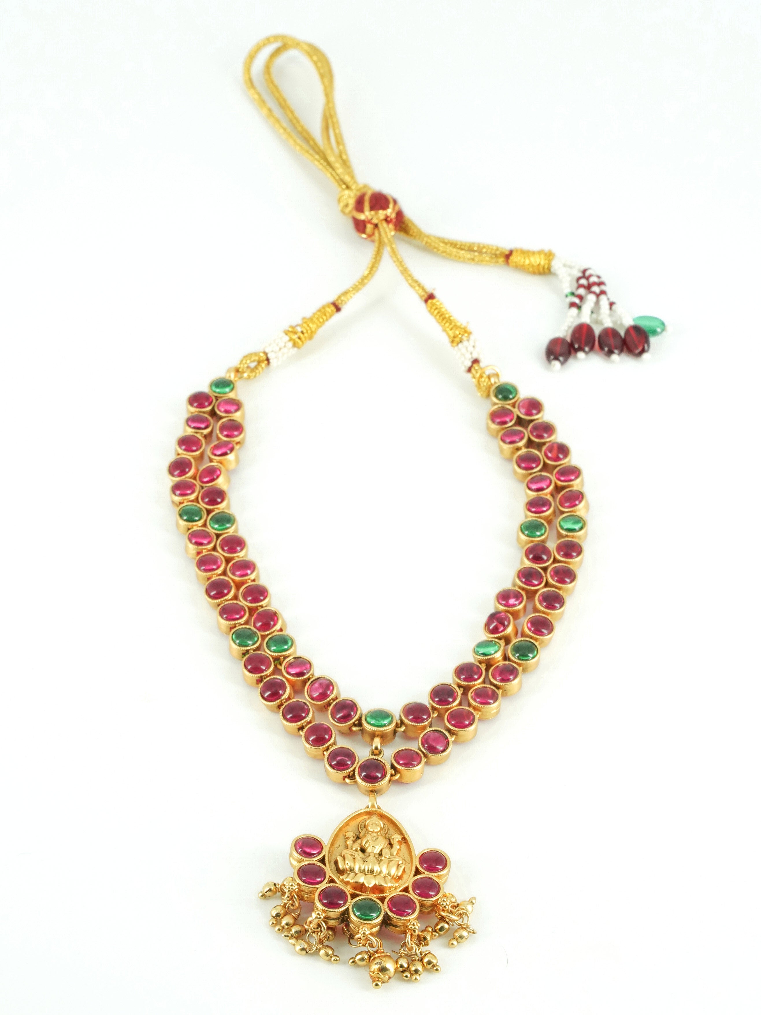 Latest Trending Design Kemp Green/Red Reversible necklace  9362N