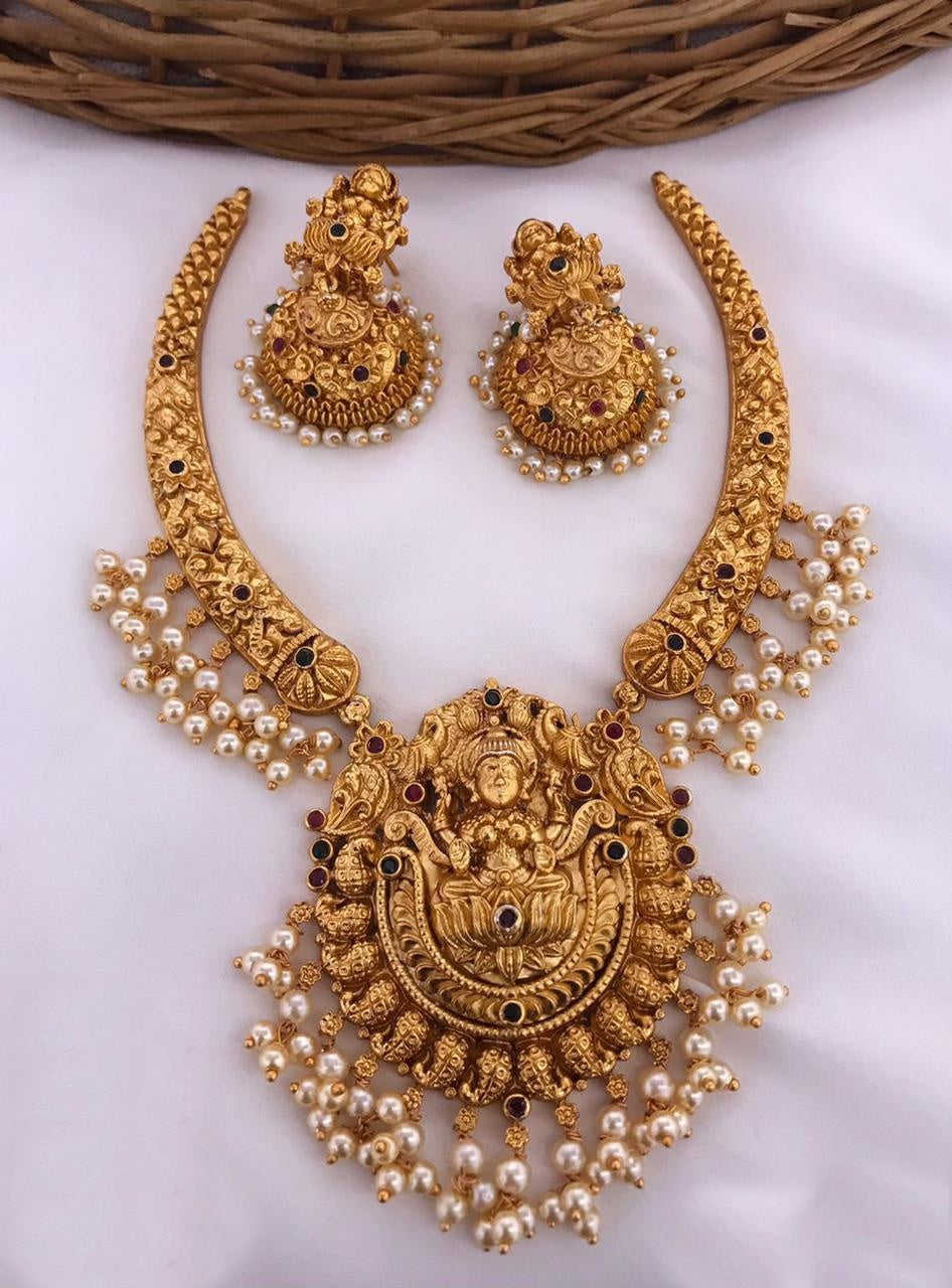 Laxmi design Necklace with pearls hanging Exclusive Designer Necklace 10126N