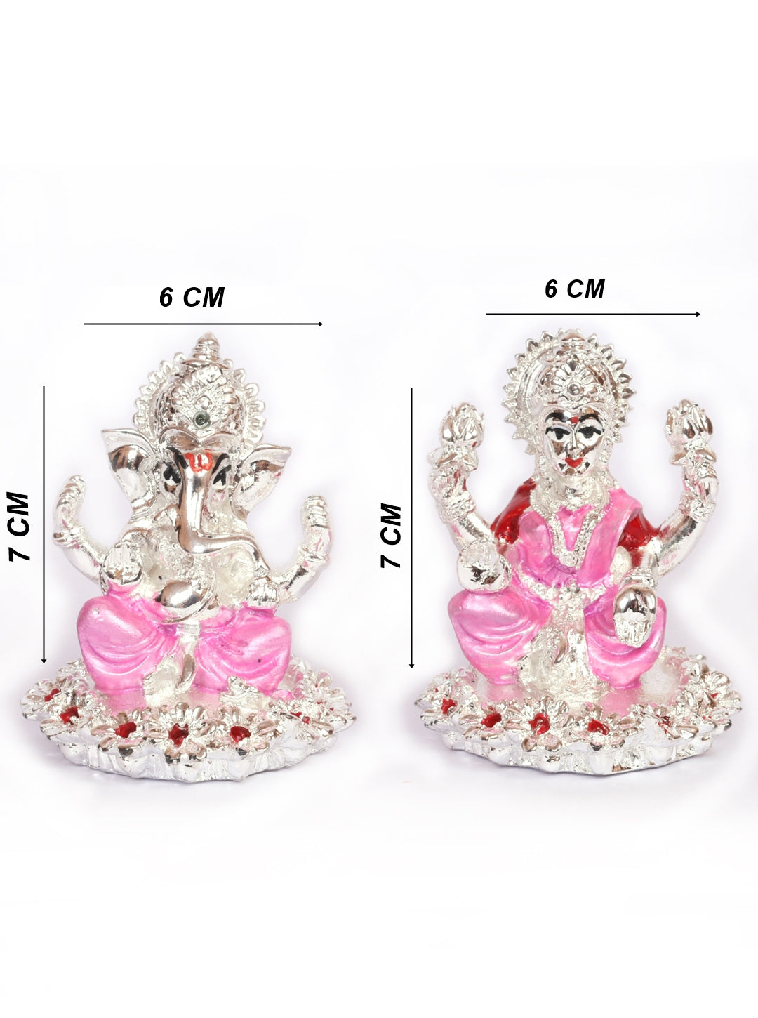 Laxmi ganesh Silver Plated Marble idol Height 7cm