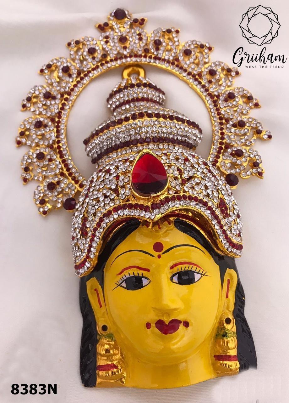 Maha Vara Laxmi Goddess Face with Fancy stones Mukut 8383N-Griiham-Griiham