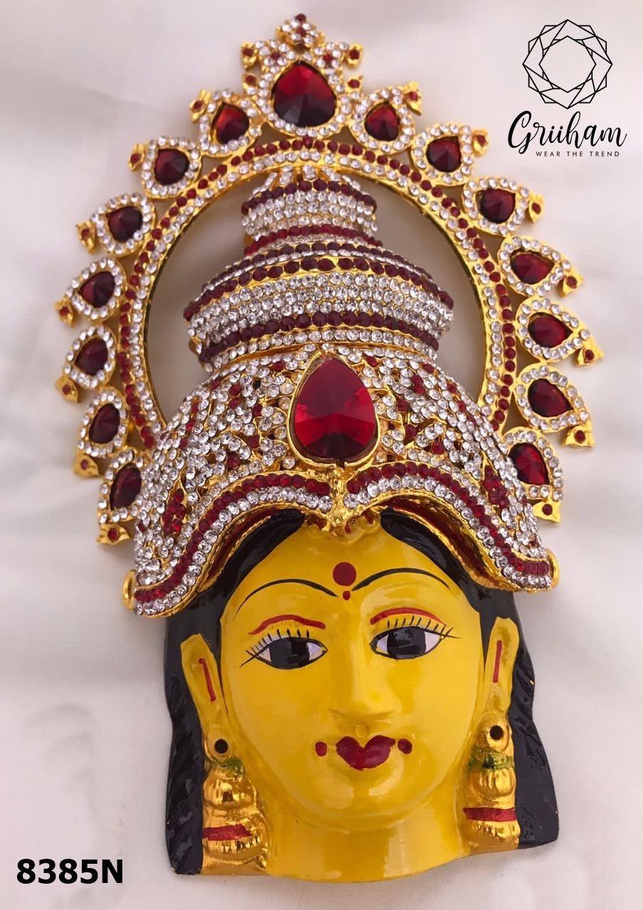Maha Vara Laxmi Goddess Face with Fancy stones Mukut 8385N-Griiham-Griiham