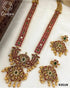 Matt Gold Laxmi Kemp color stone Long Necklace set 9351N-Necklace Set-Kanakam-Multi-Griiham