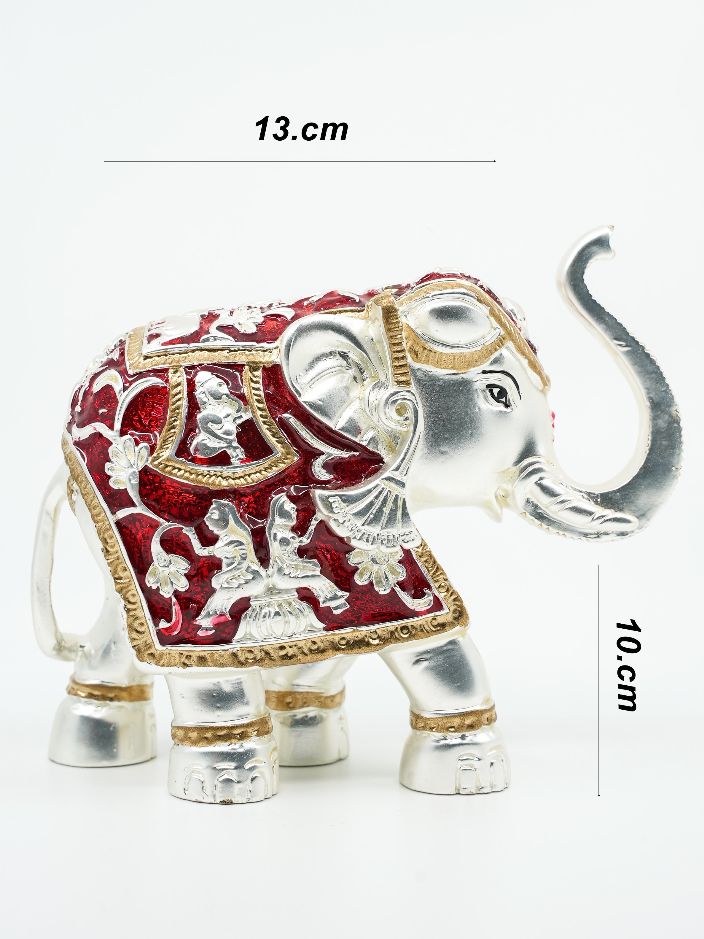 Matt silver Plated single elephant marble idol 10cm Height